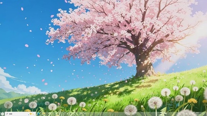 唯美的草原樱花