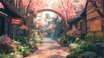 樱花拱门花园小镇