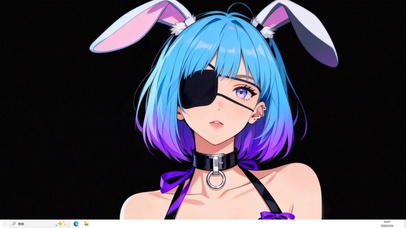 蓝发独眼美女