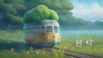 护眼蓝天白云火车