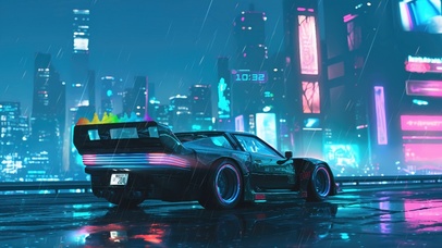 赛博朋克雨夜超跑