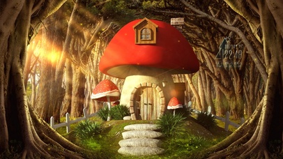 树林里红色蘑菇房