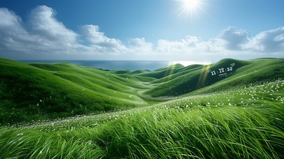 清新护眼远山草地