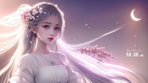 粉色浪漫桃花女孩