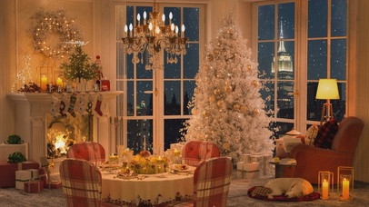 唯美治愈新年雪景房间