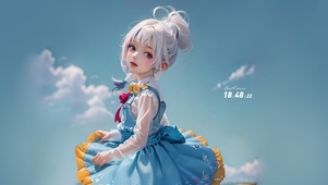 蓝裙子的小女孩