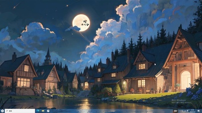 4k木屋月色晚上万家灯火