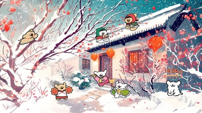 欢度新年的狗狗