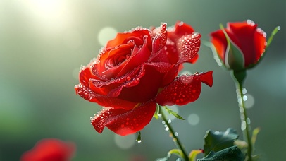 大自然清晨会呼吸的玫瑰花