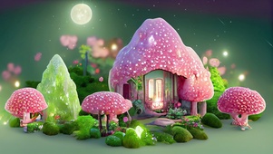 清新蘑菇小屋