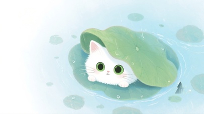 躲在荷叶中的小萌喵