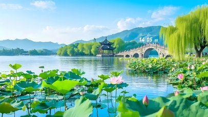 夏天的公园荷塘