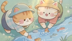 治愈猫猫河边玩耍