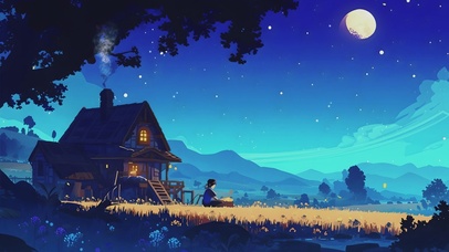 动漫场景AI夜景