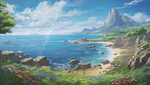 动漫风格海边壁纸