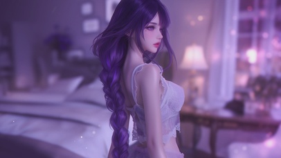 卧室里的可爱女孩