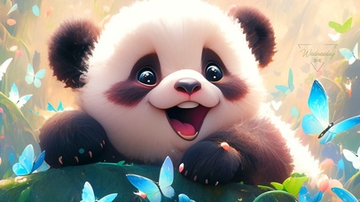 蝴蝶丛开心熊猫