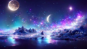 幻彩湖景月色