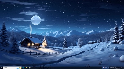 4K唯美雪景小屋主题