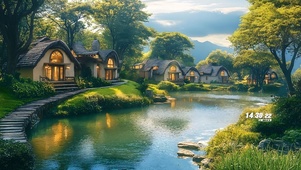 唯美户外溪水房屋