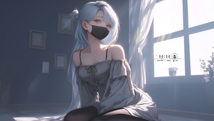 可爱清纯口罩女孩