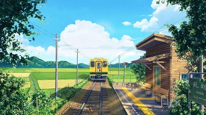 4K唯美治愈动漫田野车站