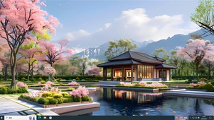幽静樱花庭院