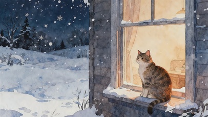 冬季窗台小猫