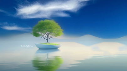 清新湖面绿树（护眼）