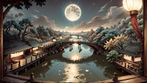 月夜唯美古镇