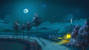 夜晚月光小屋
