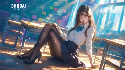 她在斜阳下轻颦，犹残霞映照薄纱