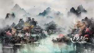 古风山水AI插画