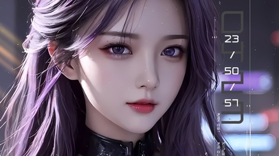 4k紫色长发美女