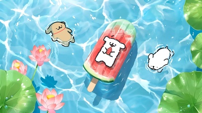 线条小狗西瓜冰淇淋