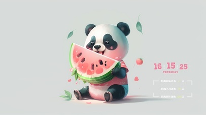 可爱呆萌西瓜熊猫