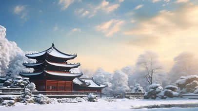 寺院雪景