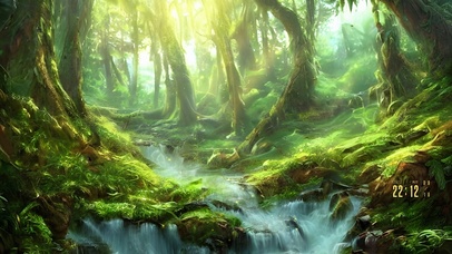 护眼阳光森林溪流