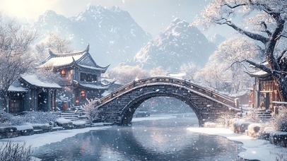 冬雪小镇的风景