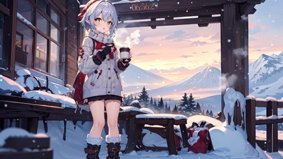 4k白毛雪山滑雪小萝莉