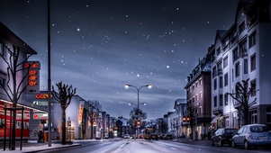 下雪的瑞士街头