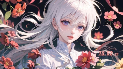 治愈花丛中女孩