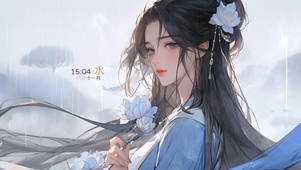 雨中优雅的她