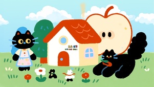 清新治愈插画黑猫