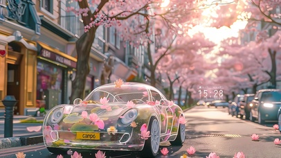 街道上荷花汽车