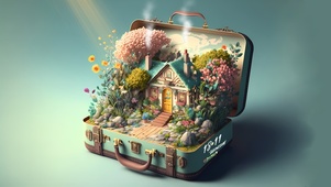 清新 治愈 行李箱的小屋