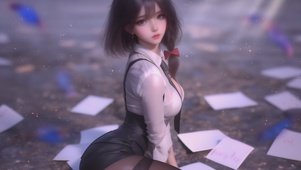 可爱迷人路边短裙女孩