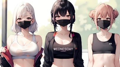 口罩可爱三姐妹