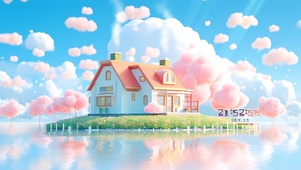 护眼浪漫湖心小屋