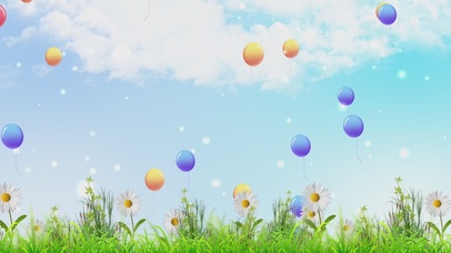 4K蓝天小草六一卡通